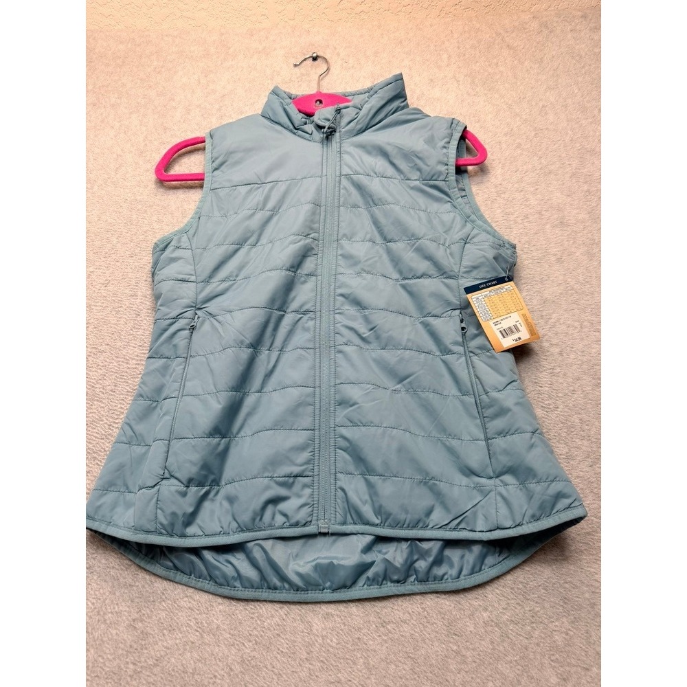 Blue Mountain Womens Light Quilted Vest Smoke Blue Full Zip Pockets Size S NEW